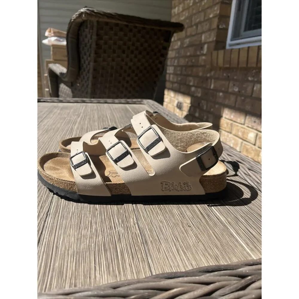Birkenstock Sandals Womens 40 Strappy White Slip On Open Toe Casual Comfort - Picture 2 of 13